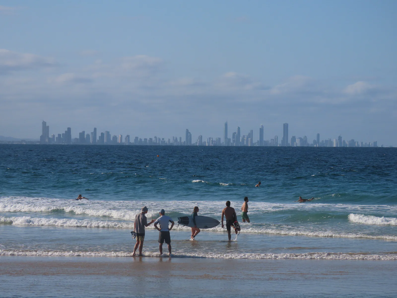 Coolangatta Beach on Australia's Gold Coast with the city skyline stretching along the coast